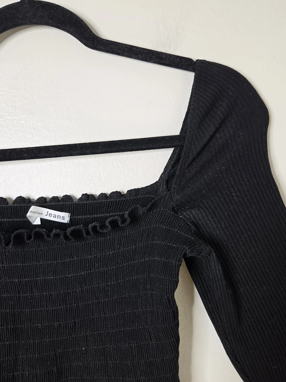 Reformation Jeans Sable Smocked Crop Top